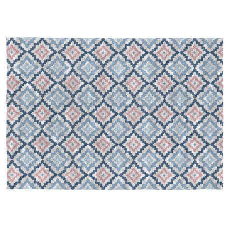 Tapis bleu design pour salon plat Hansel