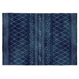 Tapis en coton ethnique bleu plat Vivabita Harold