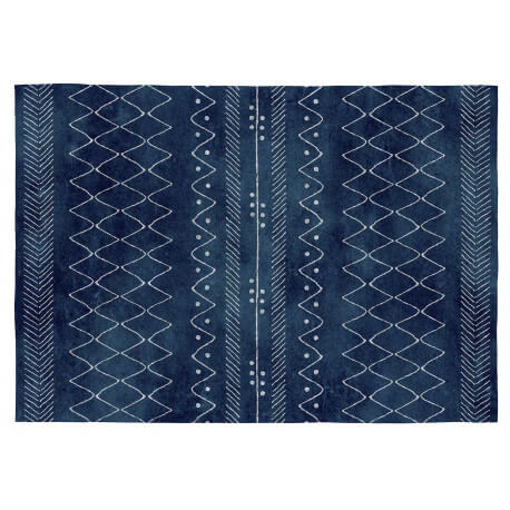 Tapis en coton ethnique bleu plat Vivabita Harold