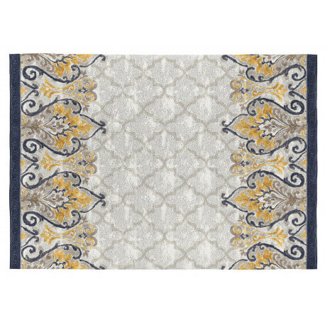 Tapis baroque en coton gris plat intérieur Indira