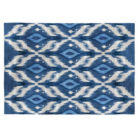 Tapis ethnique bleu coton plat Kigali