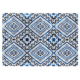 Tapis design en coton bleu plat Kinsasa