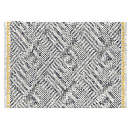 Tapis de salon design gris plat en coton Loira