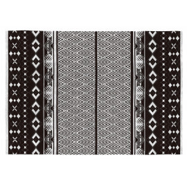 Tapis noir et blanc ethnique pour salon plat Mont Blanc