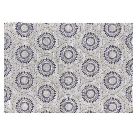 Tapis moderne gris et bleu en coton plat Olimpia