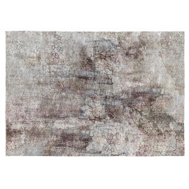 Tapis vintage rayé gris en coton plat Samani