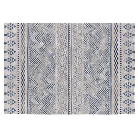 Tapis gris ethnique rectangle plat Volga