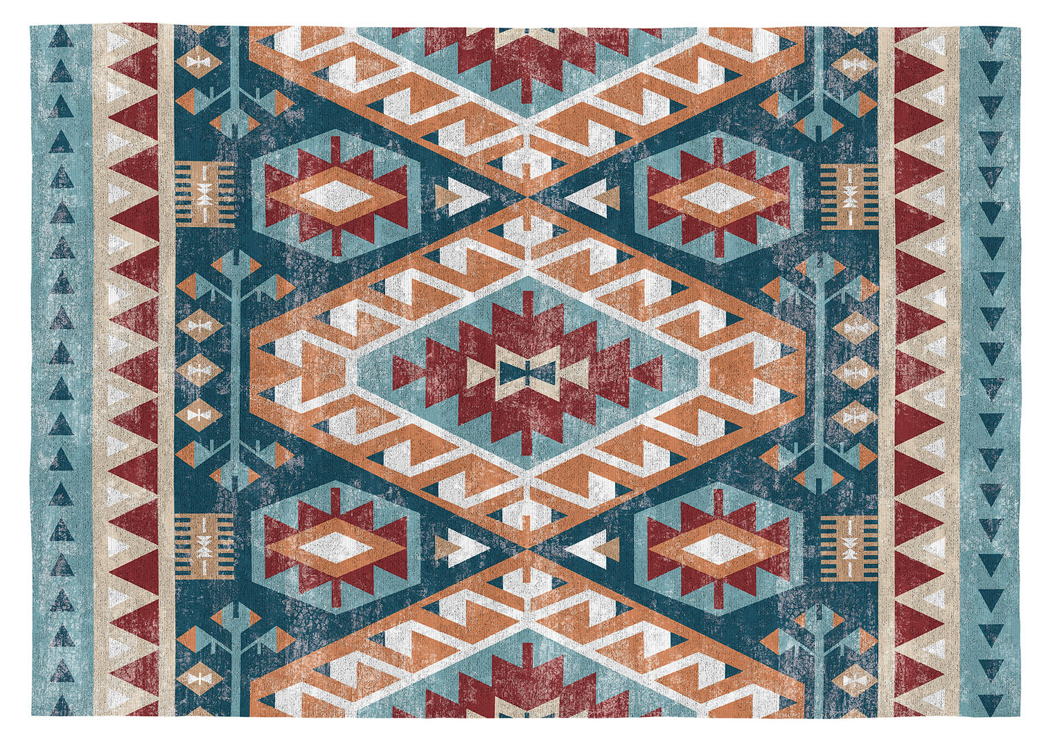 Tapis rectangle kilim multicolore plat Xenia