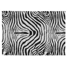 Tapis zébré noir et blanc plat ethnique en coton Yaunde