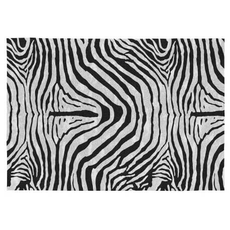 Tapis zébré noir et blanc plat ethnique en coton Yaunde