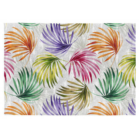 Tapis floral plat design multicolore coton Iliana