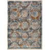 Tapis rayé avec franges vintage bleu océan Cahon