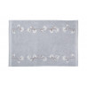 Tapis floral lavable en machine à courtes mèches gris Cotton Bolls Lorena Canals