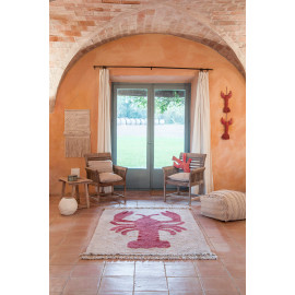 Tapis avec franges beige design Lobster Lorena Canals