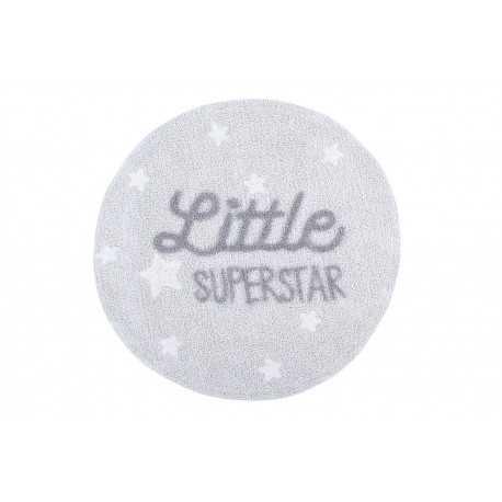 Tapis rond enfant lavable en machine gris Little Superstar Lorena Canals