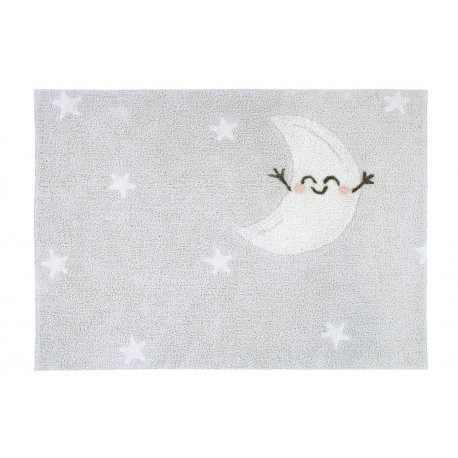 Tapis lavable en machine enfant gris Happy Moon Lorena Canals