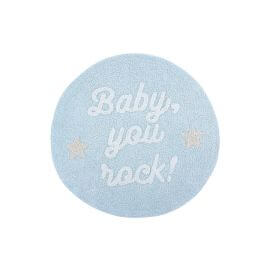 Tapis rond enfant lavable en machine bleu Baby, you rock! Lorena Canals