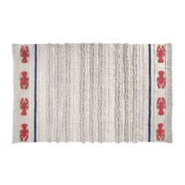 Tapis lavable en machine beige avec franges Mini Lobster L Lorena Canals