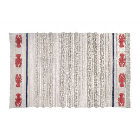 Tapis lavable en machine beige avec franges Mini Lobster L Lorena Canals