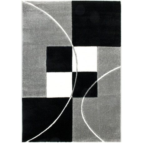 Tapis noir contemporain effet 3D à courtes mèches Vigia