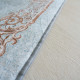 Tapis de salon turquoise floral plat avec franges Land