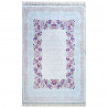 Tapis de salon turquoise floral plat avec franges Land