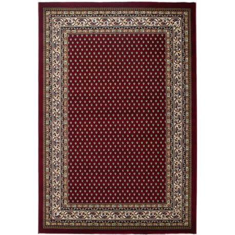 Tapis d'orient rouge à mèches courtes rectangle Kamya