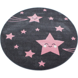 Tapis rose pour enfant rond Suzy