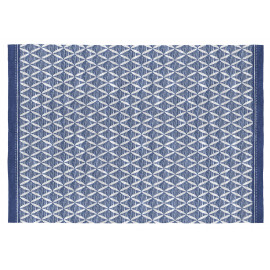 Tapis design bleu plat pour salon rectangle Long Beach