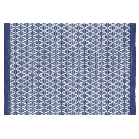 Tapis design bleu plat pour salon rectangle Long Beach