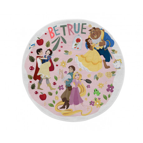 Tapis lavable en machine pour fille multicolore rond Couples Princess