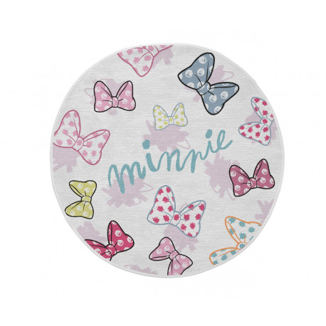 Tapis pour chambre de fille Disney rond blanc Dots Minnie