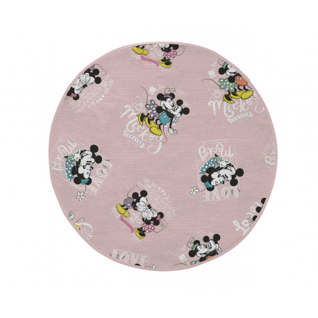 Tapis pour fille rond lavable en machine rose Disney True Love