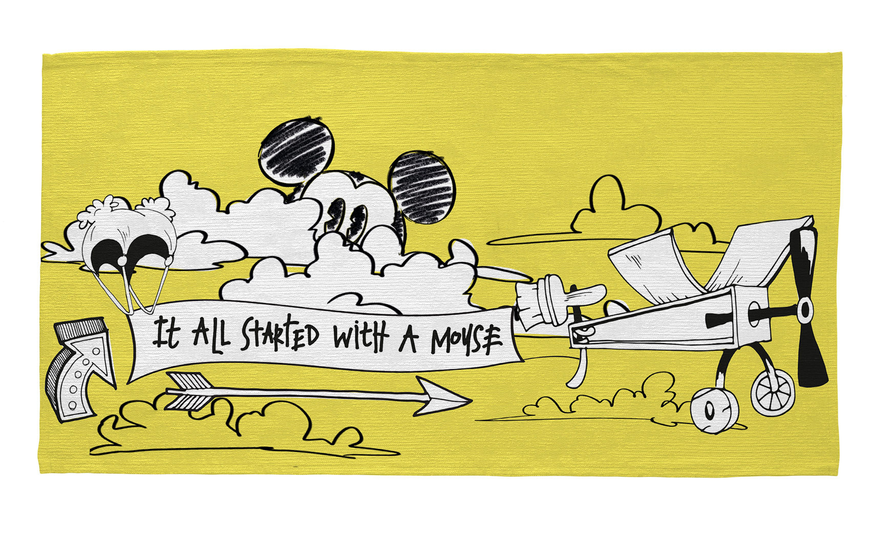 Tapis lavable en machine jaune Disney Mickey Aviator