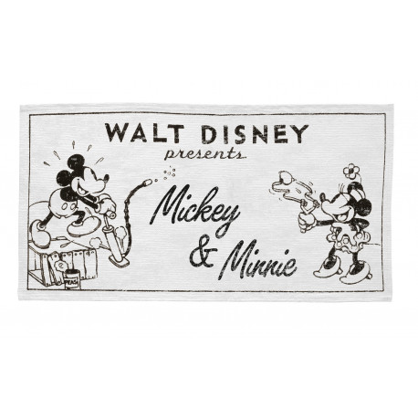 Tapis rectangle Disney blanc lavable en machine Old Mickey & Minnie