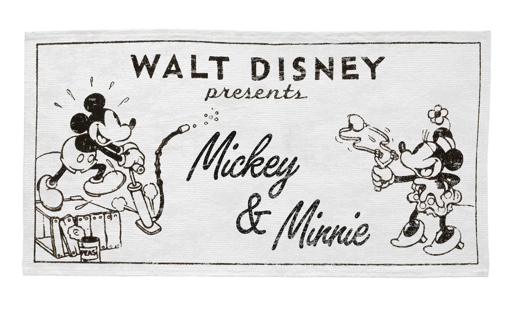Tapis rectangle Disney blanc lavable en machine Old Mickey & Minnie