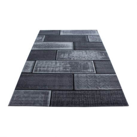 Tapis noir design pour salon rectangle Alandra