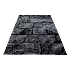 Tapis noir design pour salon rectangle Barkham