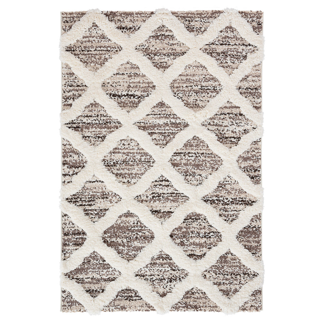 NAZAR - Tapis motif géométrique beige - 160x230 - Tapis - Rue du