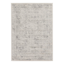 Tapis crème vintage à mèches courtes rayé Leonie