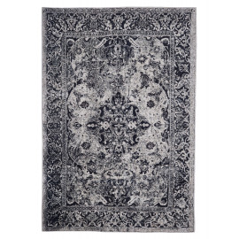 Tapis coton pour salon vintage gris rayé Udine