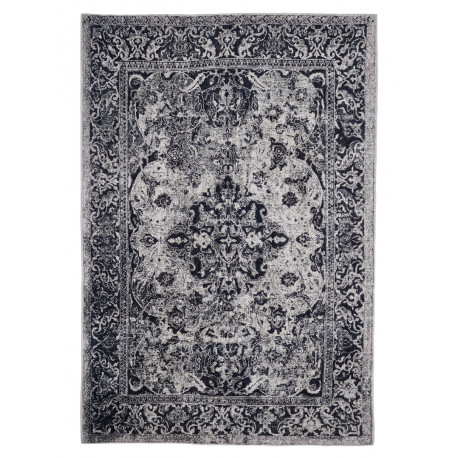 Tapis coton pour salon vintage gris rayé Udine