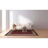 Tapis d'orient rouge à mèches courtes rectangle Kamya