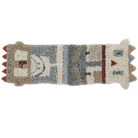 Tapis beige ethnique shaggy en laine lavable en machine Kachina Lorena Canals