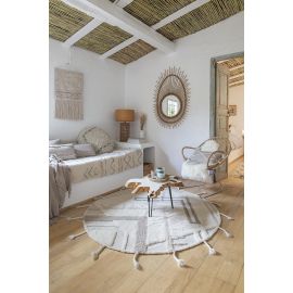 Tapis rond avec franges en laine lavable en machine Teepees Lorena Canals