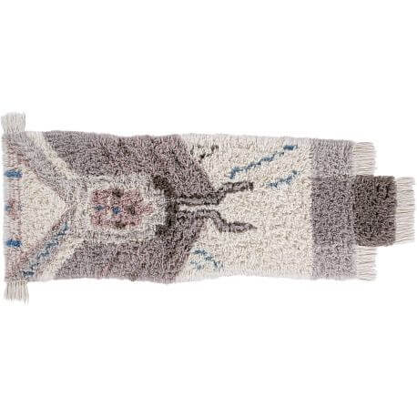 Tapis ethnique en laine lavable en machine avec franges beige Zuni Lorena Canals