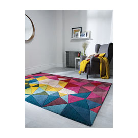 Tapis multicolore en laine géométrique design Falmouth