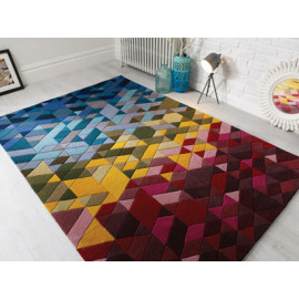 Tapis géométrique en laine scandinave multicolore Kingston