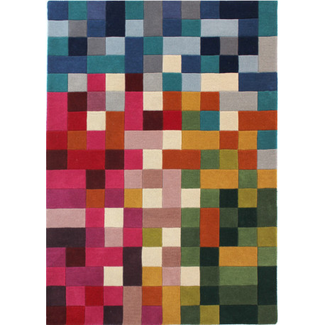 Tapis en laine géométrique multicolore moderne Lucea