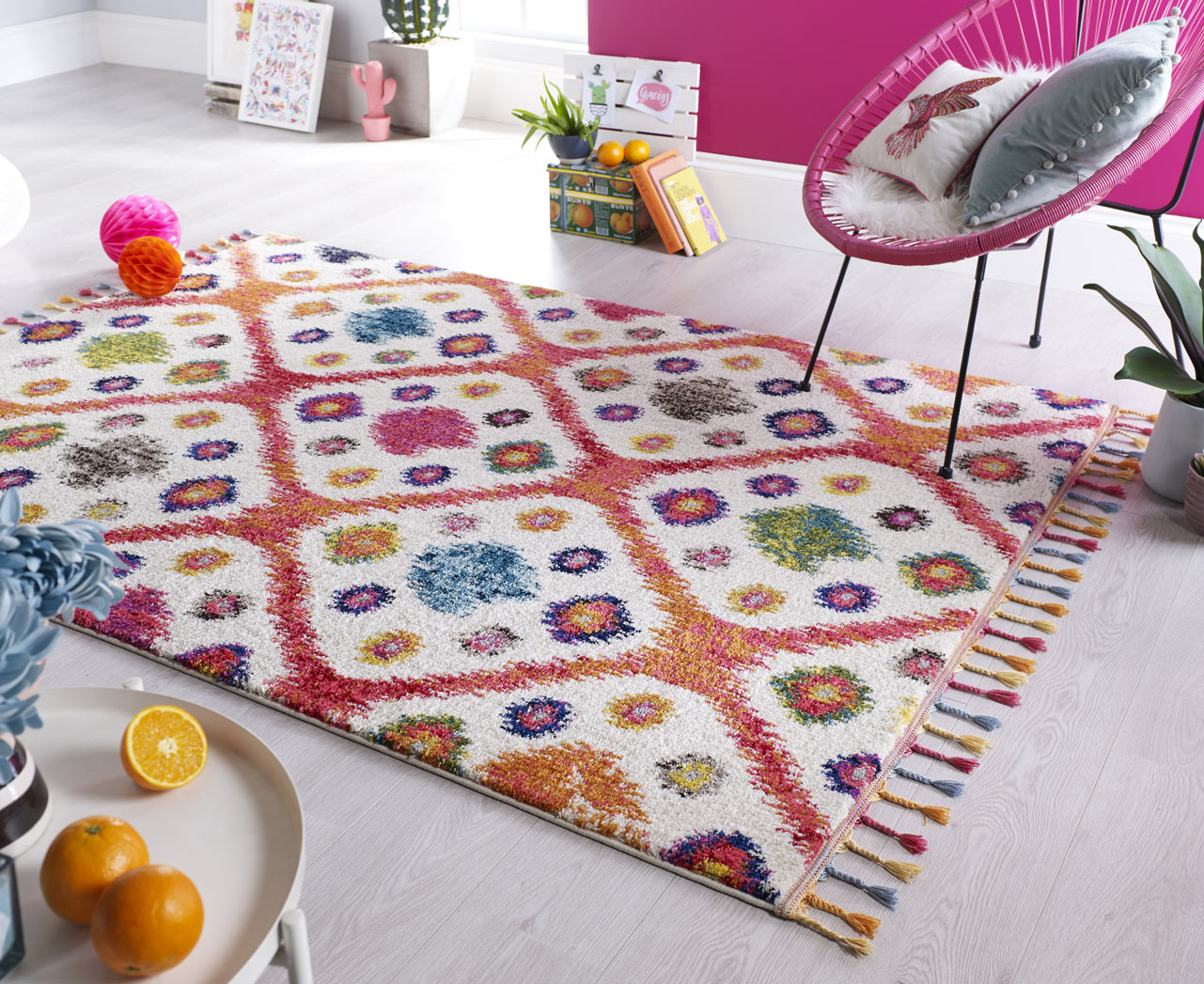  Tapis multicolore design  avec franges Nebula